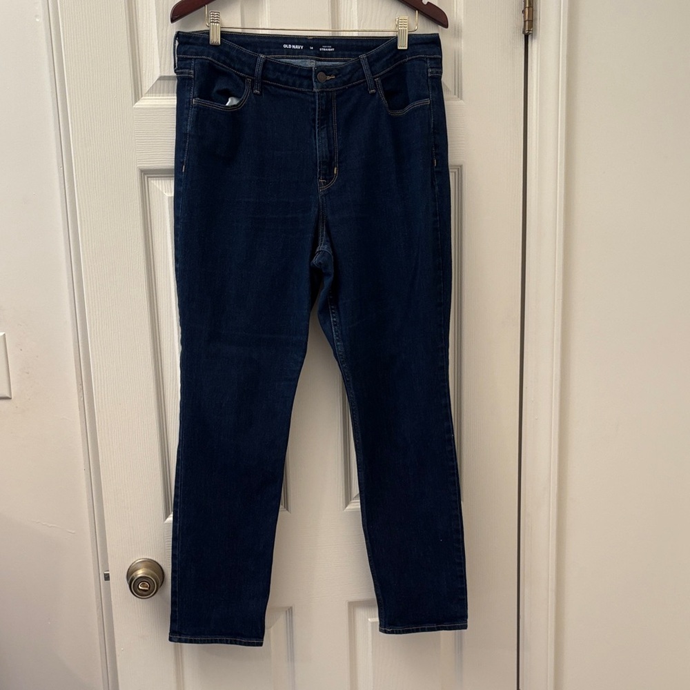 Old Navy High-Rise Straight Jeans in Deep Blue